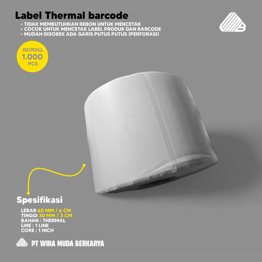 Stiker Label thermal barcode wiramuda uk 60 x 35 mm - utama