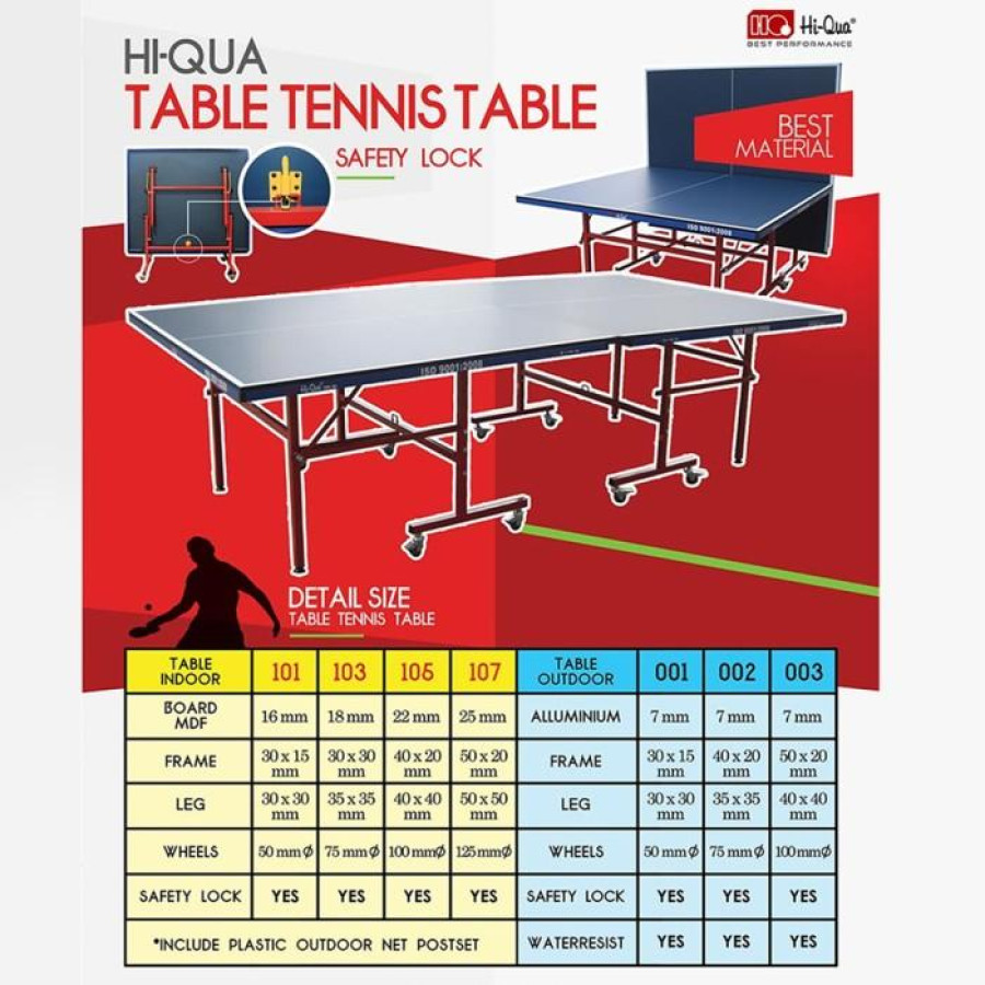 Hi-Qua Meja Ping Pong atau Tenis Meja Type 101 - samping