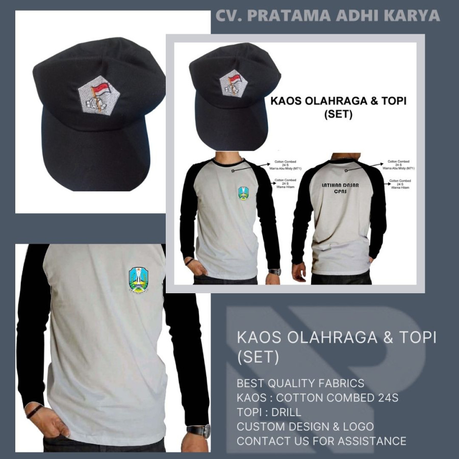 KAOS OLAHRAGA DAN TOPI SET (CUSTOM LOKAL) - utama