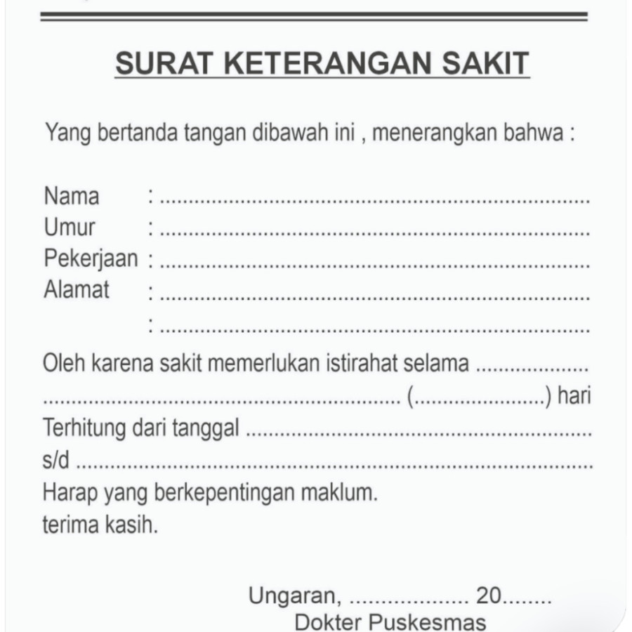 CETAK FORM SURAT KETERANGAN SAKIT