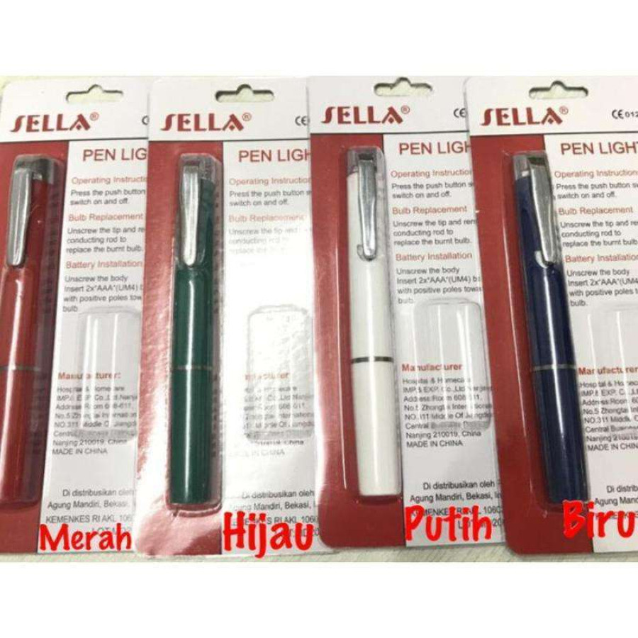 Penlight SELLA LED Pen Light FREE Battery - depan
