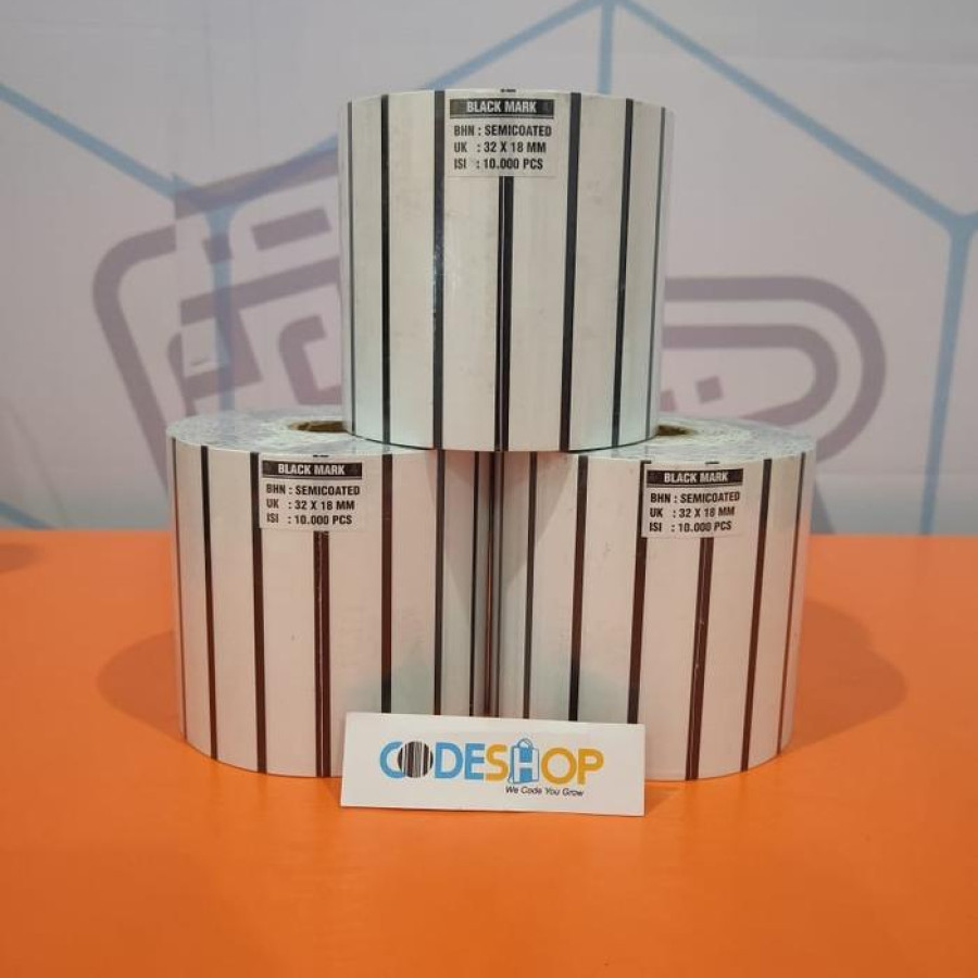 Label Barcode 32 x 18mm Black Mark - utama