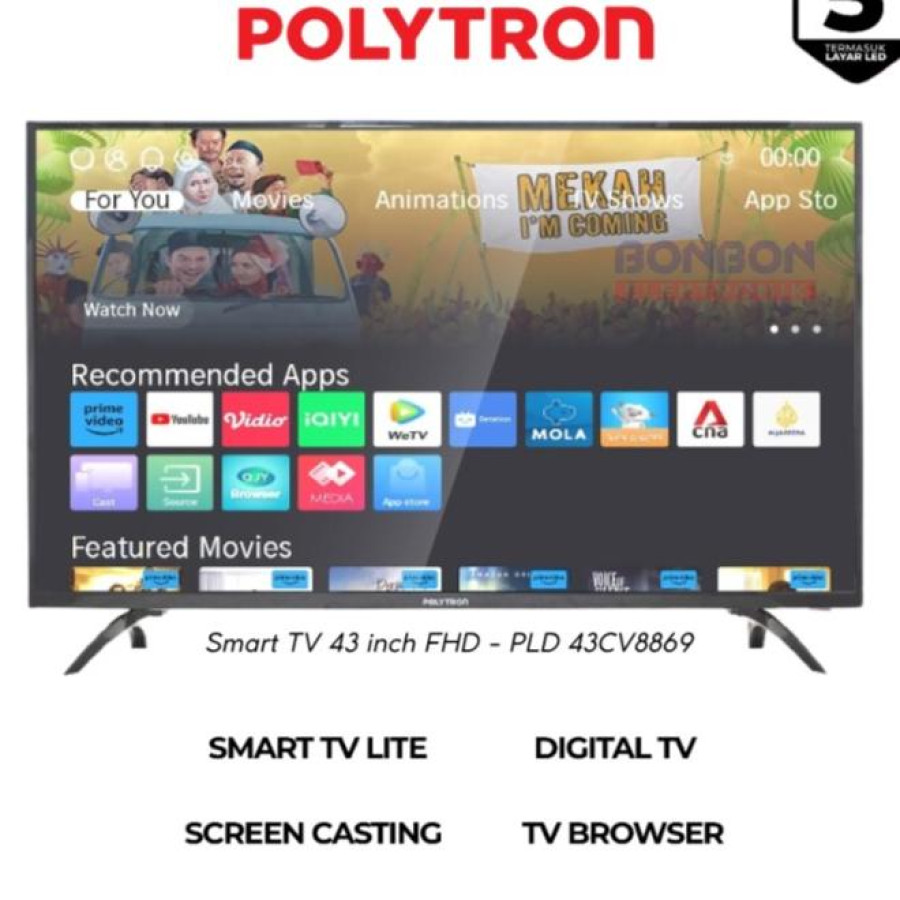 SMART TV FAST TRACK 43 inch PLD43CV8869 - Mulyo Teknik - utama