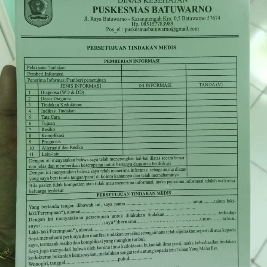 blanko persetujuan tindakan medis