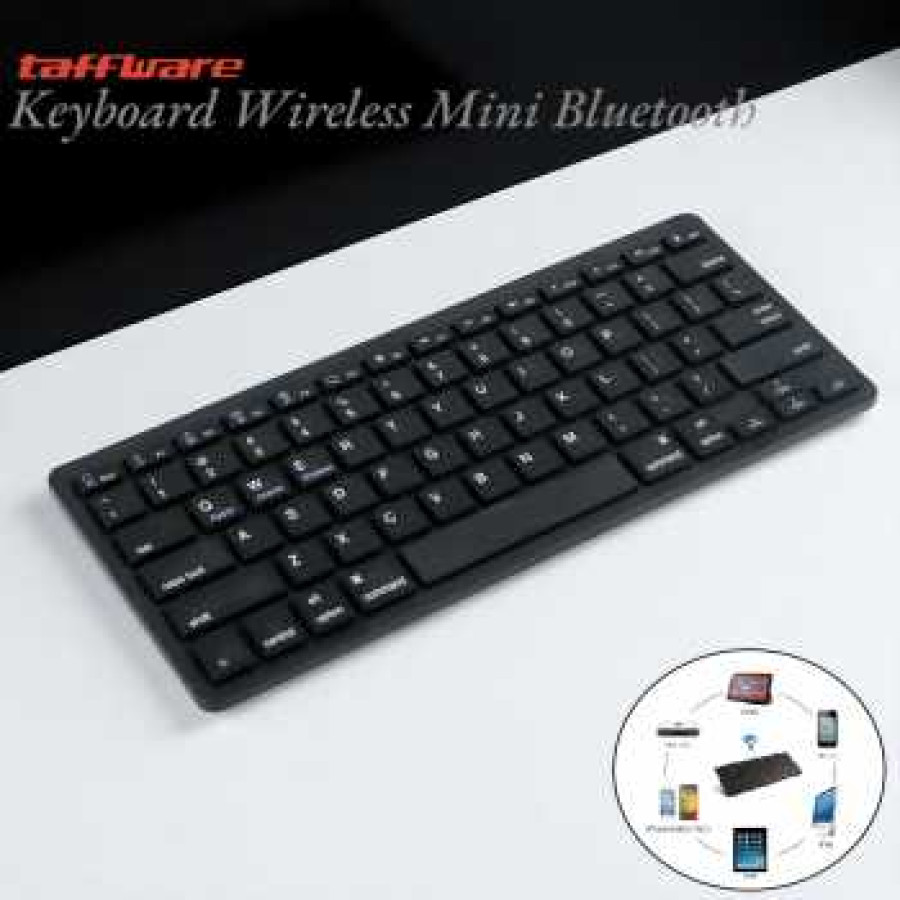 Taffware Keyboard Wireless Mini Bluetooth IOS Android PC Portable - BK3001 - Black - utama