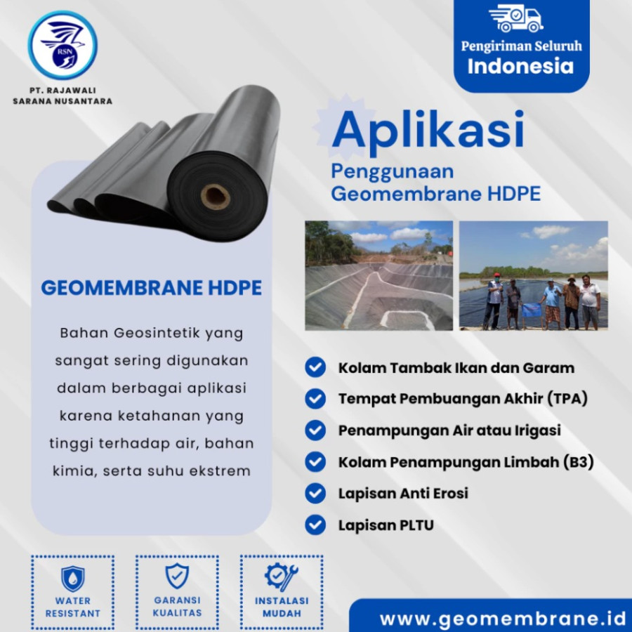 Geomembran 500 Micron Geoprotec + Jasa Pasang - depan
