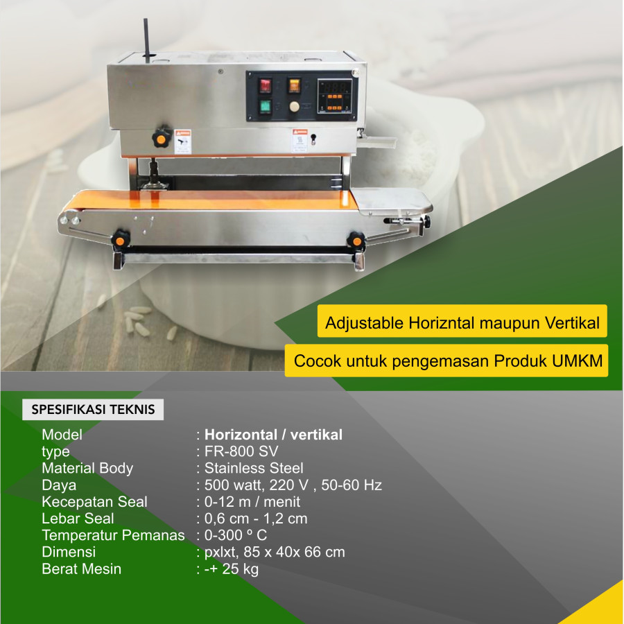 Continuous Band Sealer Horizontal / Vertikal 500 watt stainless