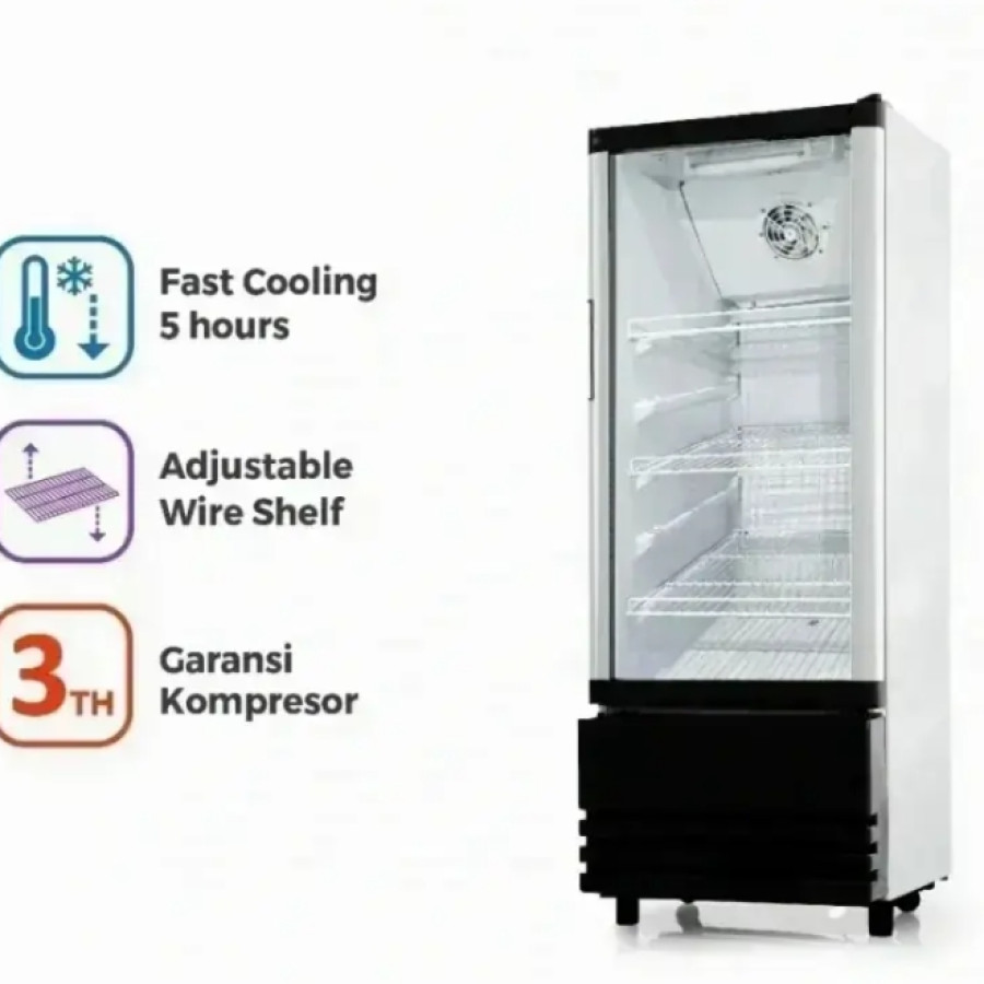 Maspion Showcase 180 Liter Hitam