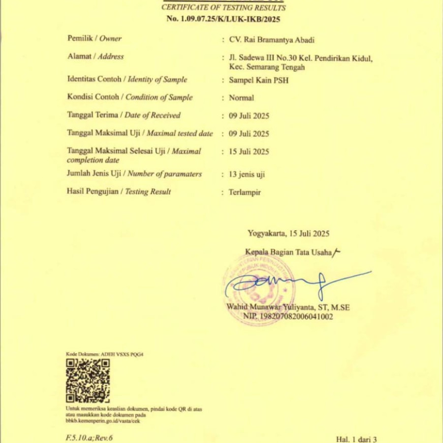 Bahan Pakaian Sipil Resmi TKDN - depan