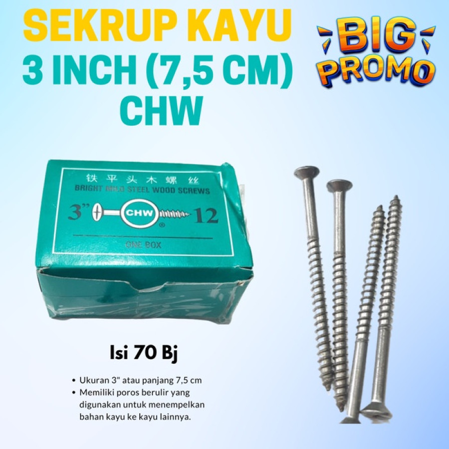 Paku Sekrup Ulir 1 Uk. 3 inch