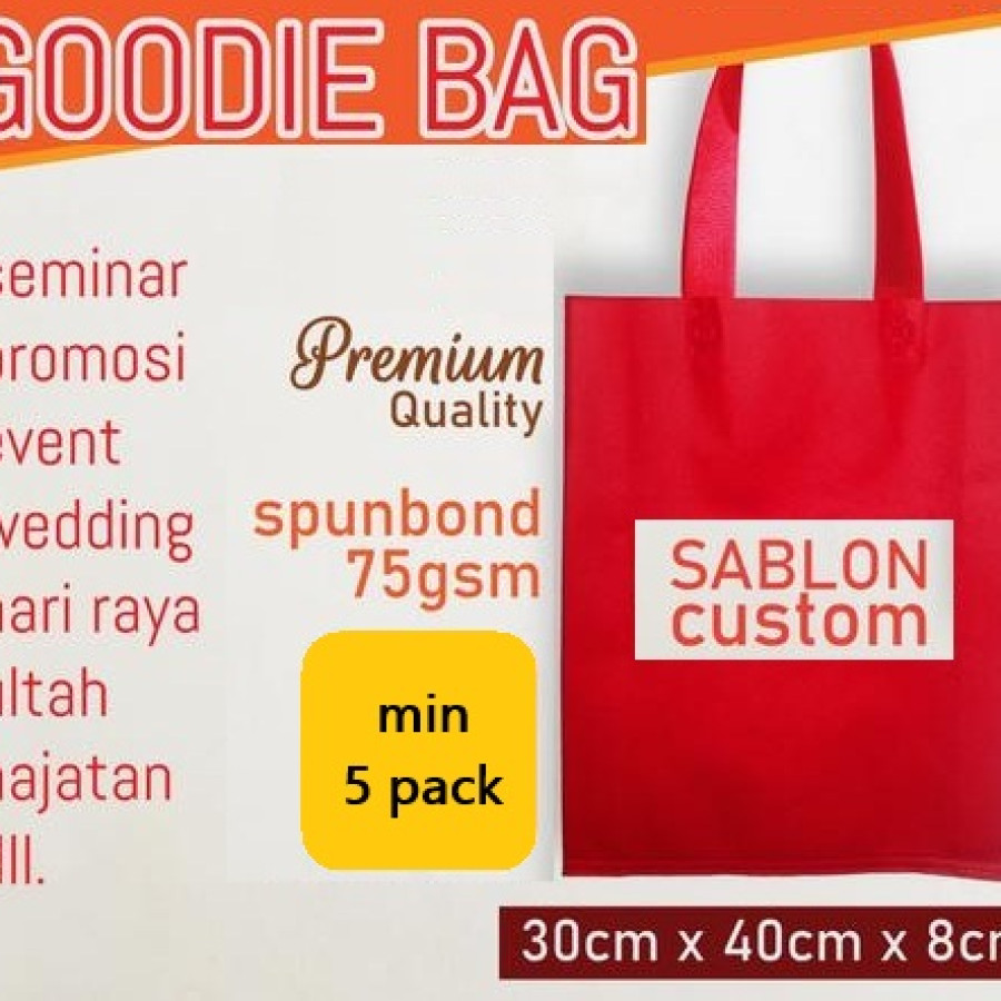 Tas Kemasan Goodie Bag 75 gsm Custom Design per pack