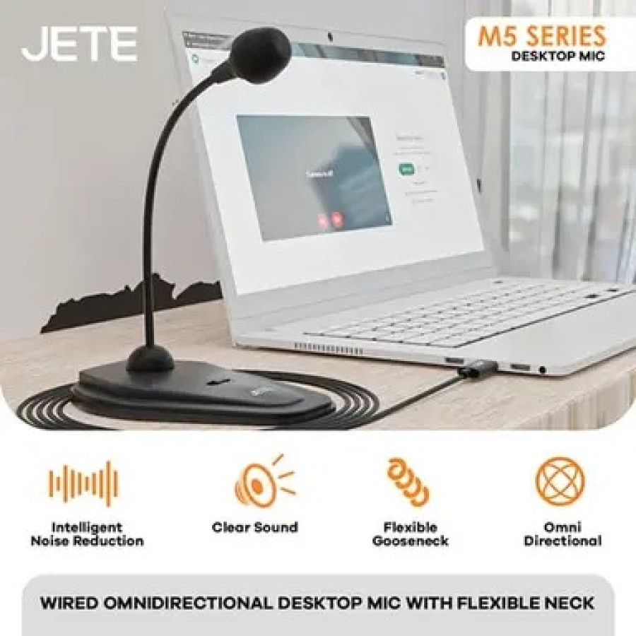 DESKTOP MICROPHONE USB JETE M5 - GARANSI 2 TAHUN