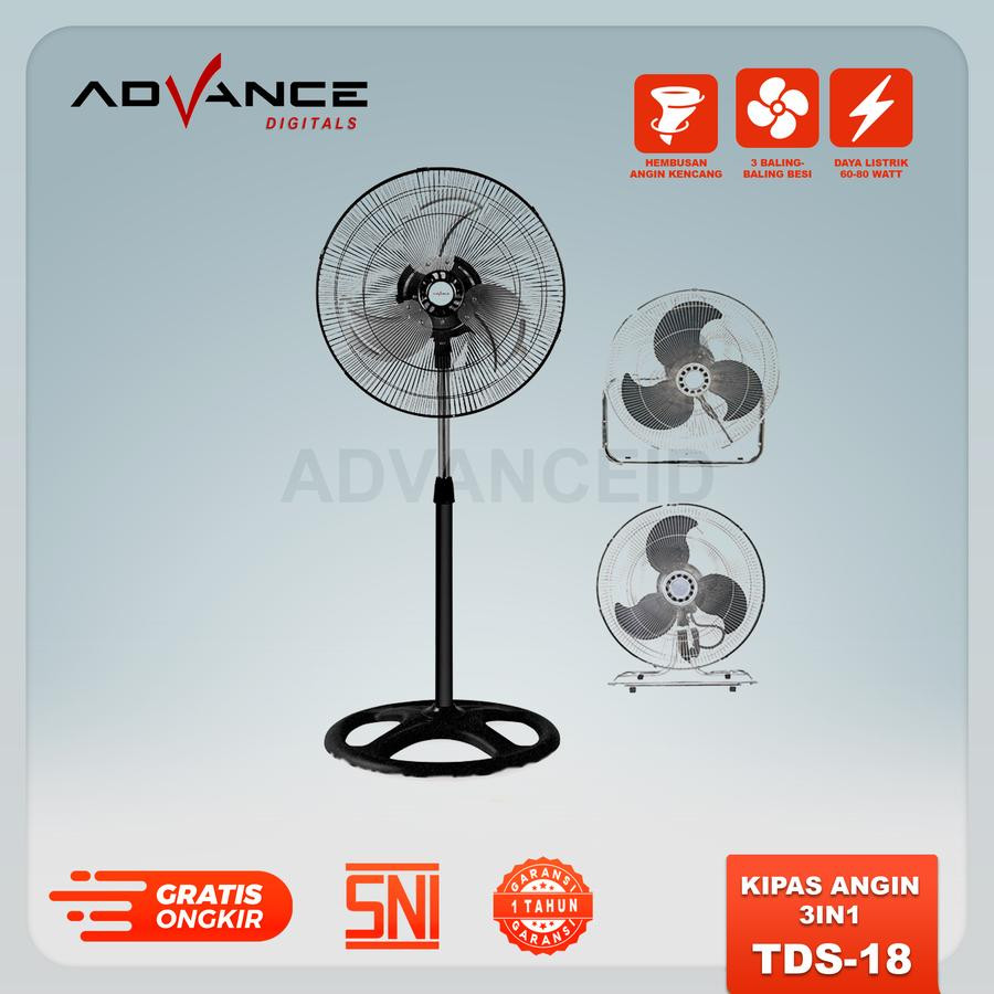 Kipas Angin Tornado Advance TDS18 Stand/Desk/Wall Fan 18" - utama