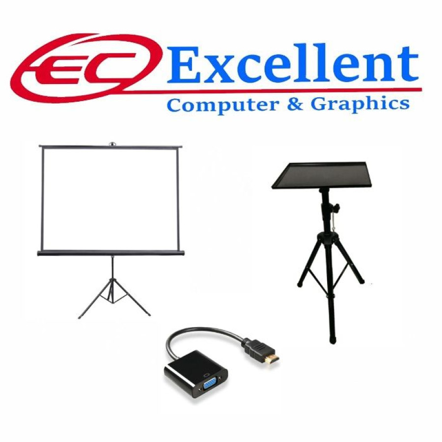 Paket Screen Tripod, Tripod lcd projector, Konverter HDMI to VGA