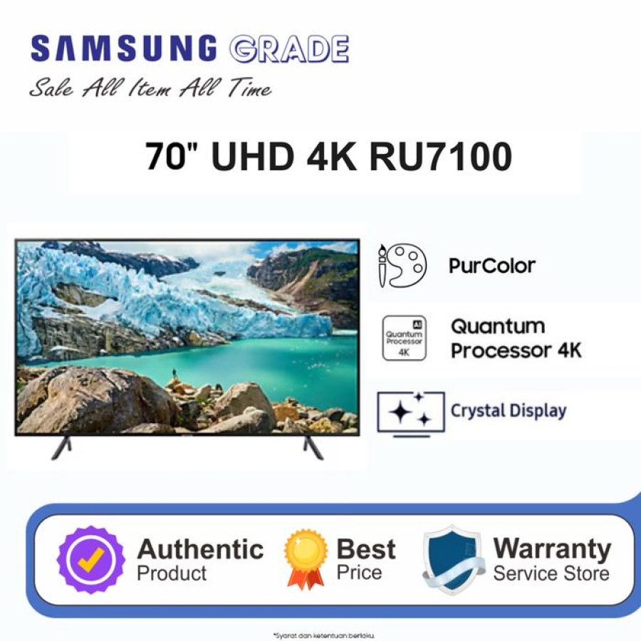 TV LED SAMSUNG 70 Inch 70RU7100KPXD Digital SMART TV ULTRA HD 4K + bracket standing - utama