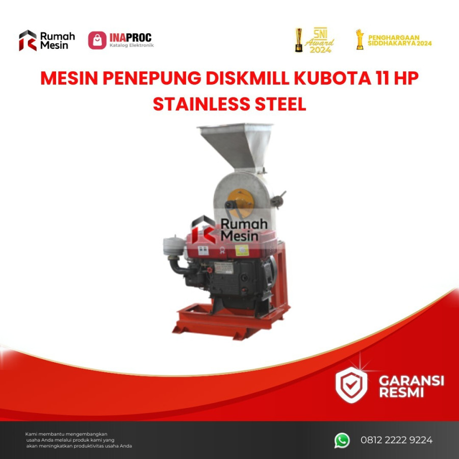 MESIN PENEPUNG DISKMILL KUBOTA 11 HP STAINLESS STEEL - depan