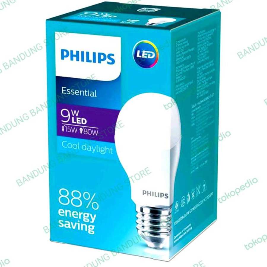 LAMPU PHILIPS 9W PUTIH ESSENTIAL LED BULB - utama