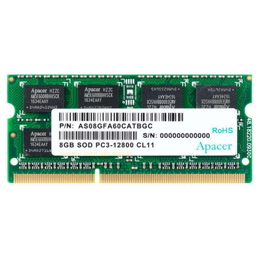 APACER RAM DDR3 SODIMM 12800-11 512x8 8GB 1.35V RP [DV.08G2K.KAM]