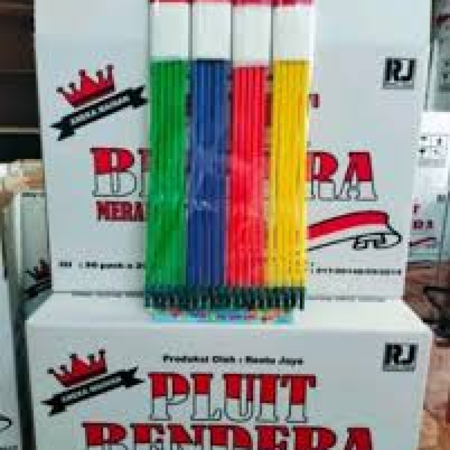 Bendera merah putih Stick Plastik + Pluit - samping
