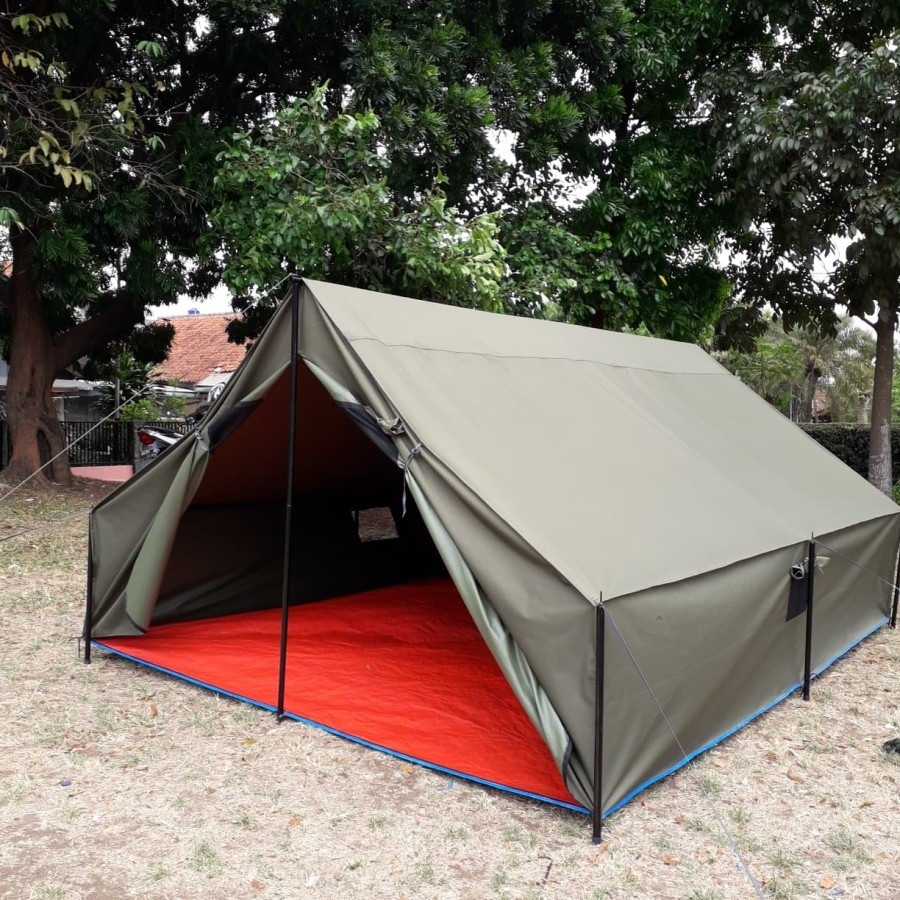 Tenda pramuka ukuran 3x4 bahan D300 kap. 10 s.d 12 orang Full Set dengan Tiang Besi dan pasak Besi