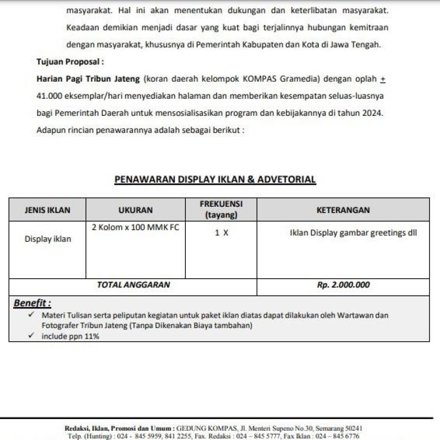 Penawaran Paket Advetorial DPRD Kab. Salatiga - detail
