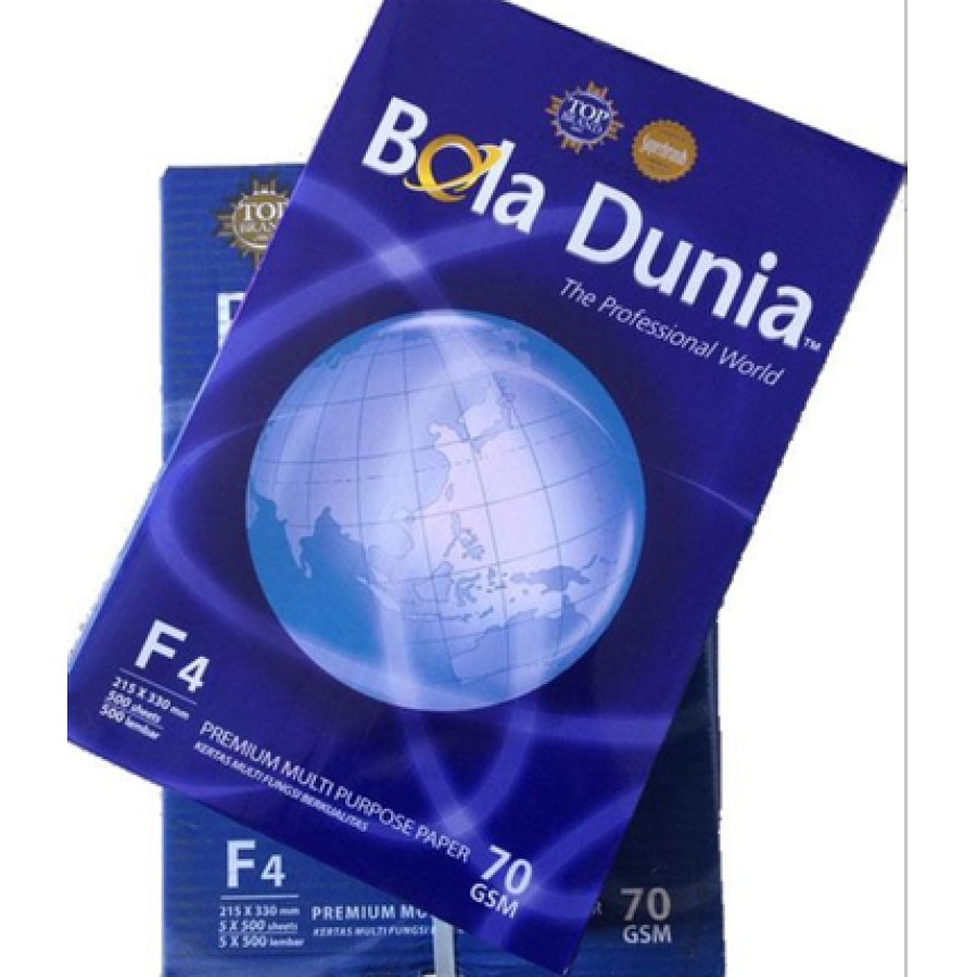 Kertas HVS Bola Dunia Ukuran F4 70 Gsm