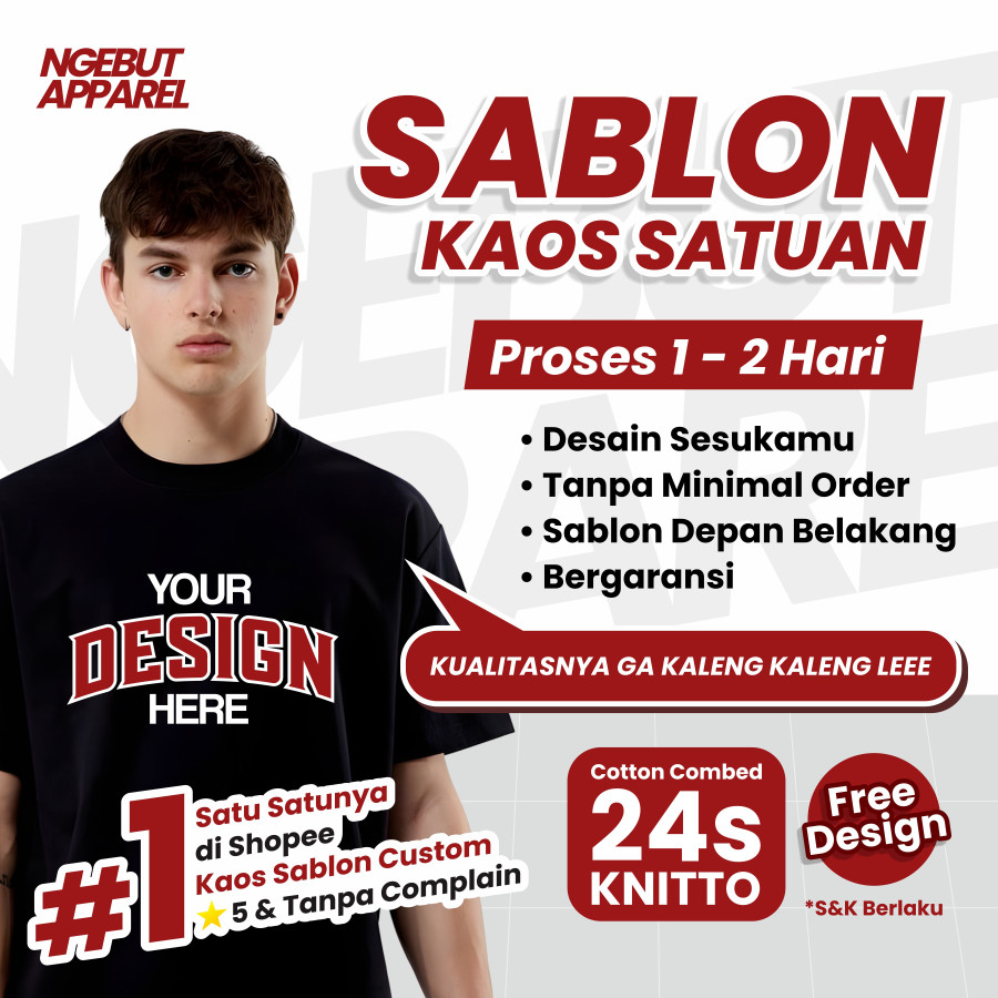 Kaos Sablon Custom - Cotton Combed 24S DTF Premium (Lengan Pendek) - utama