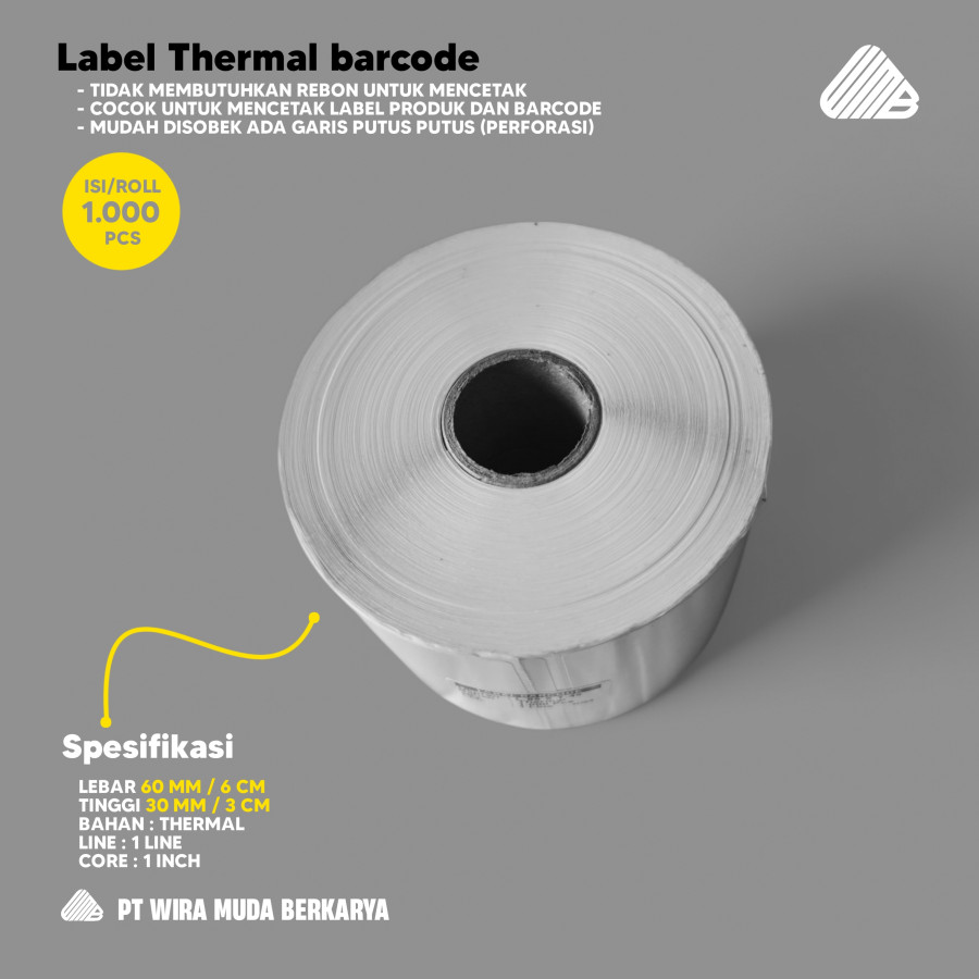 Stiker Label thermal barcode wiramuda uk 60 x 35 mm - depan