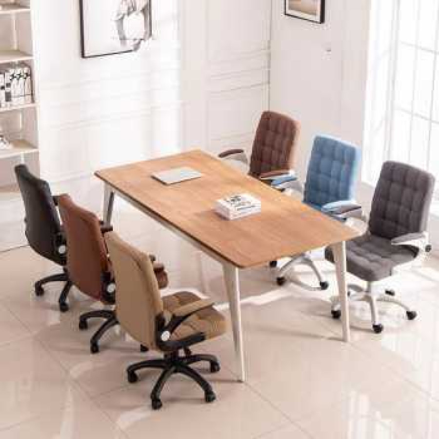 Comfort Kursi Kerja Kantor Office Chair Lift Swivel Fabric - C032 - Black - depan