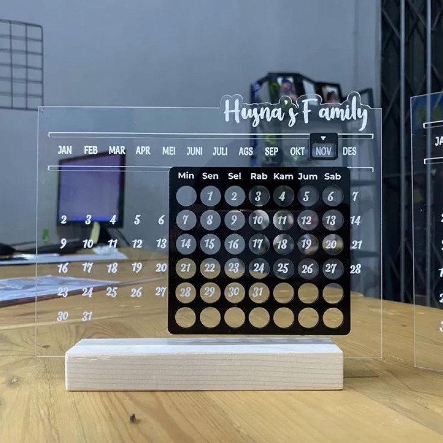 Souvenir Akrilik Kalender Abadi Custom + Tas - utama