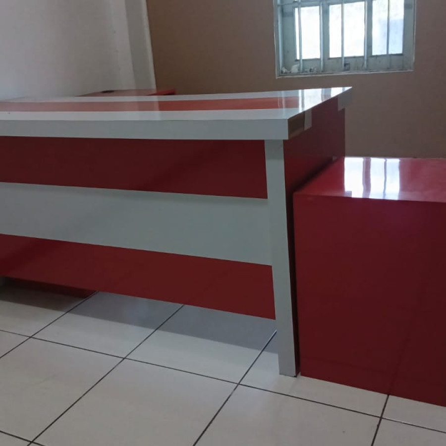 Meja Kerja L Shape Custom - depan