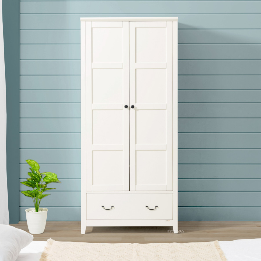 Lemari Baju 2 Pintu - Bahan Mdf, Kayu, Uk. 80 X 56 X 180 Cm