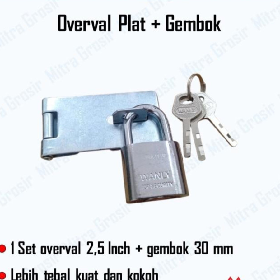 Set Overval plat + gembok 30mm - samping