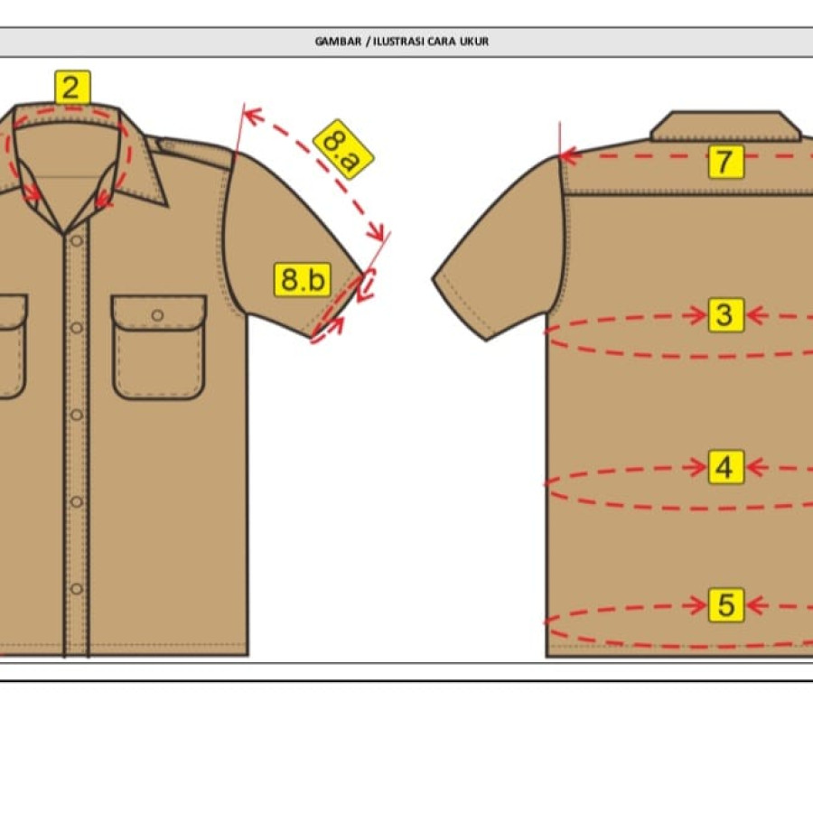stelan pakaian dinas khaky - depan