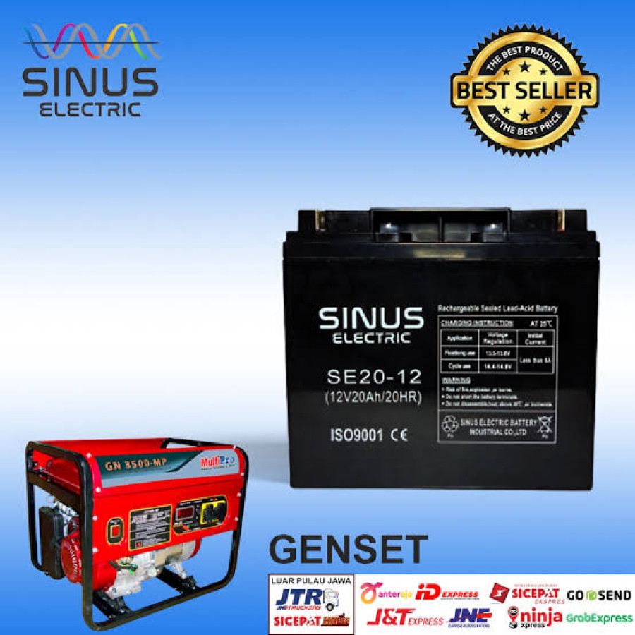 Aki genset 12 volt merk Sinus