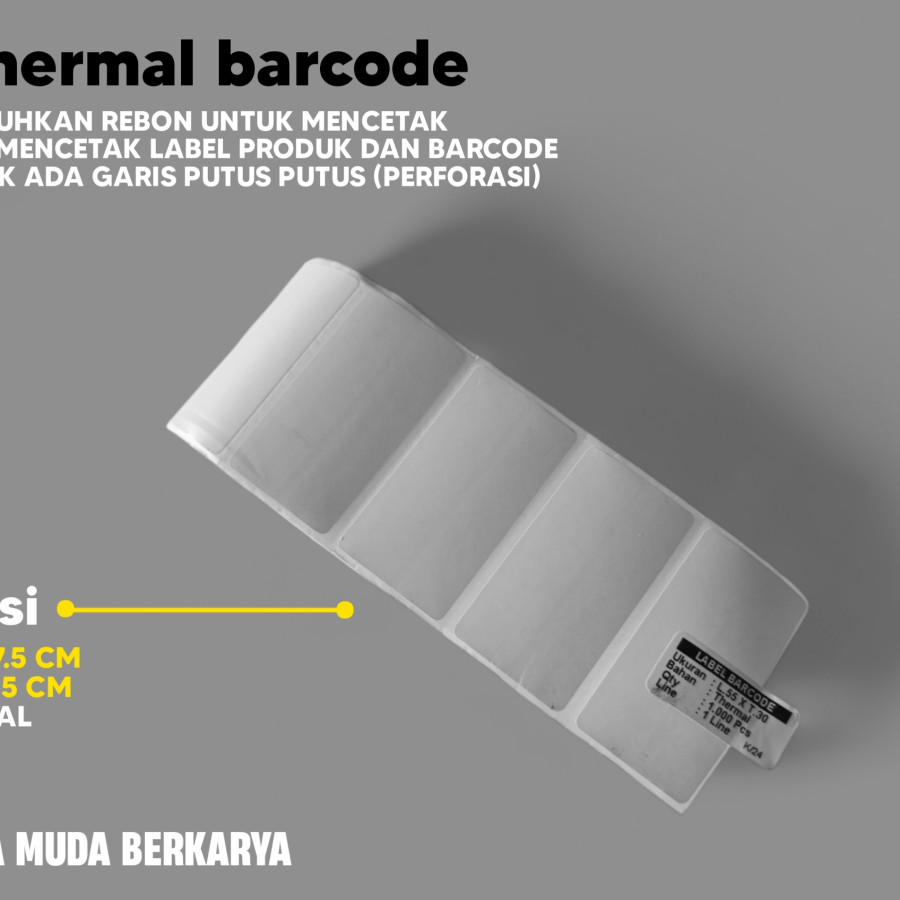 Stiker Label thermal barcode wiramuda uk 60 x 35 mm - detail