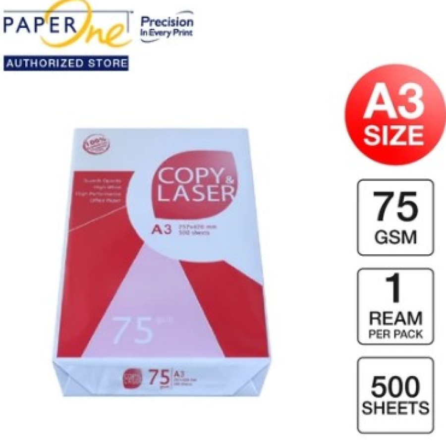 KERTAS HVS A3 75 GSM PAPERONE