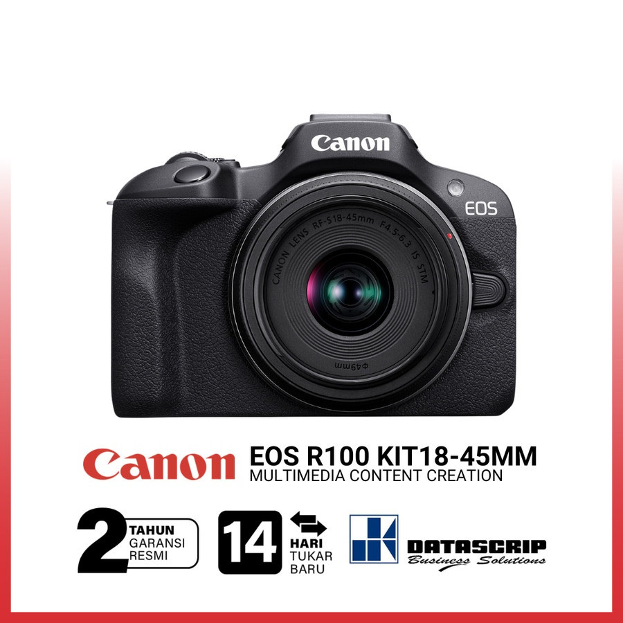 Canon EOS R100 Kit Lensa 18-45mm IS STM - utama