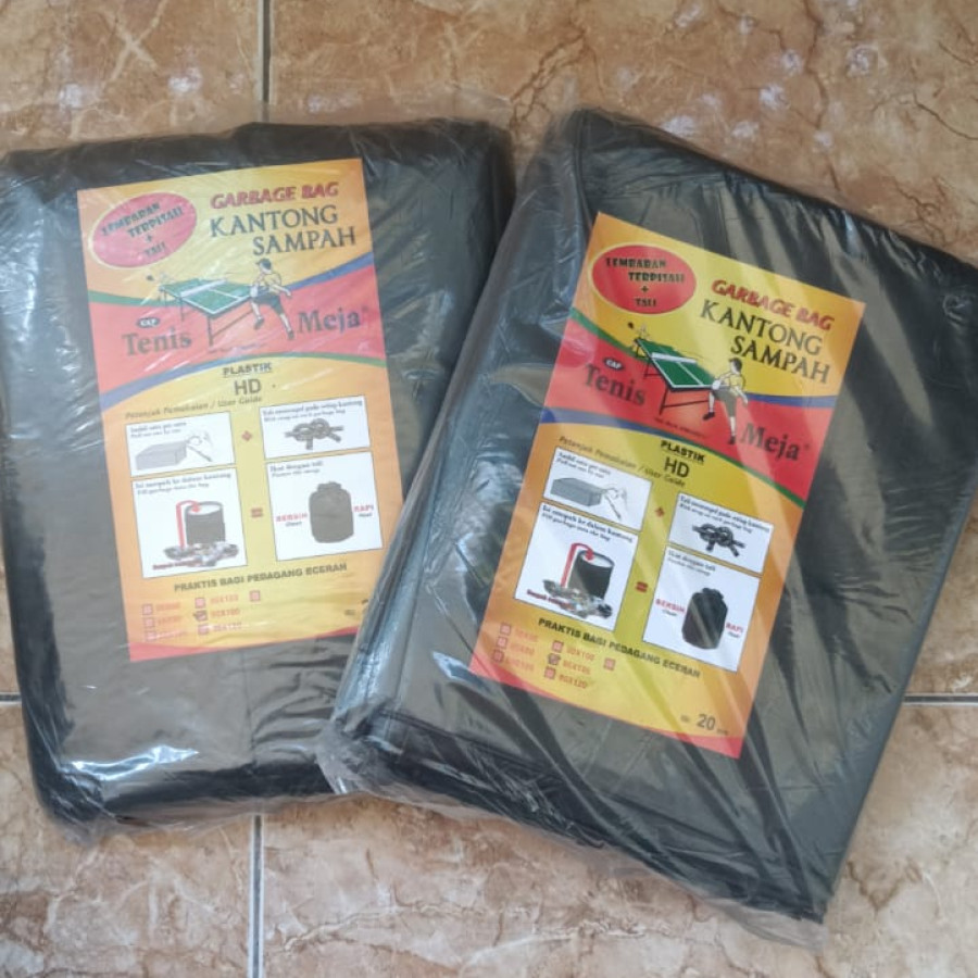 Kantong Plastik Sampah Hitam-Trash Bag/Trashbag Merk Tenis Meja Uk 90X100 - utama