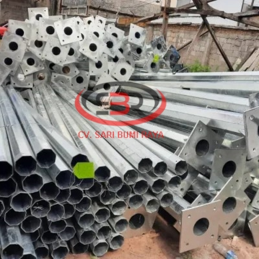 TIANG PJU OCTAGONAL GALVANIS TINGGI 6 Meter - depan