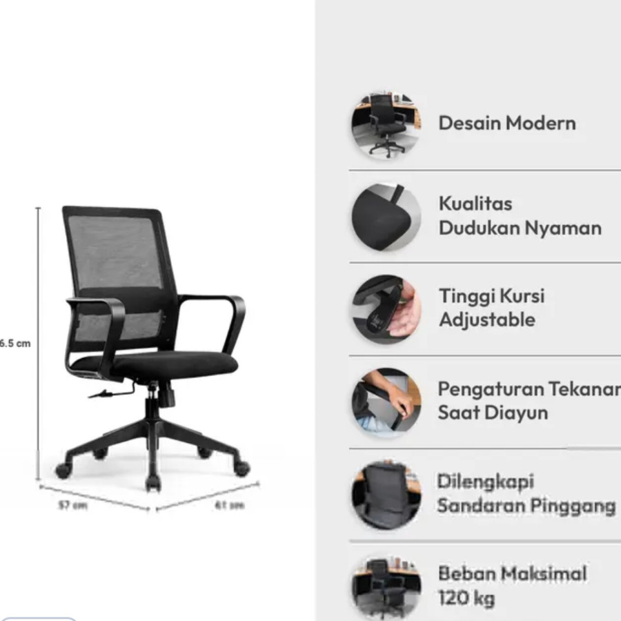 KURSI  KANTOR  SUNON SANDARAN RENDAH - depan