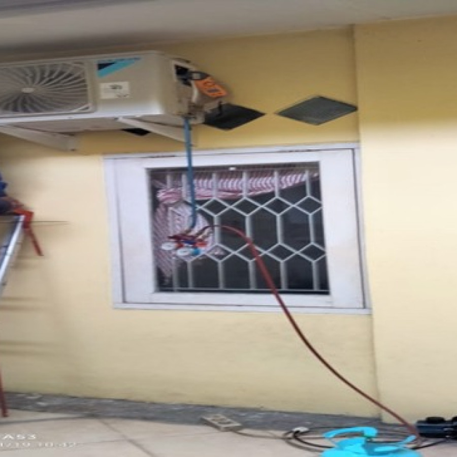 Perbaikan kebocoran Freon pada Pipa Instalasi AC Split - samping
