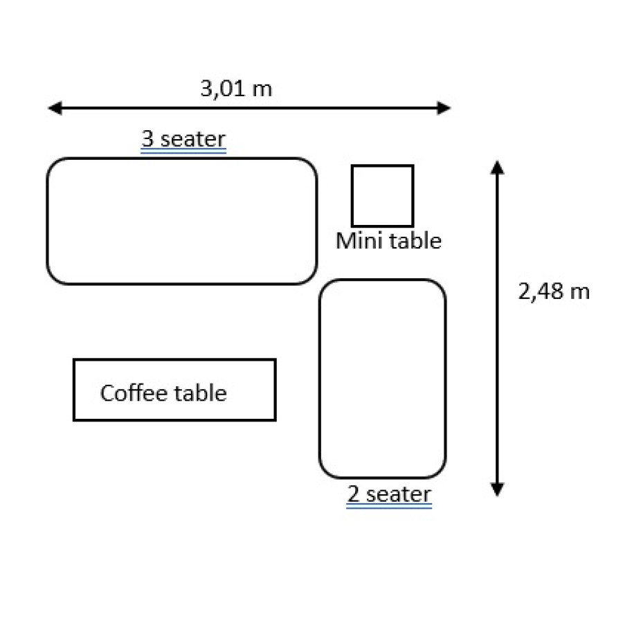 SOFA KULIT SET 3 - 2 SEATER PLUS COFFEE TABLE - samping