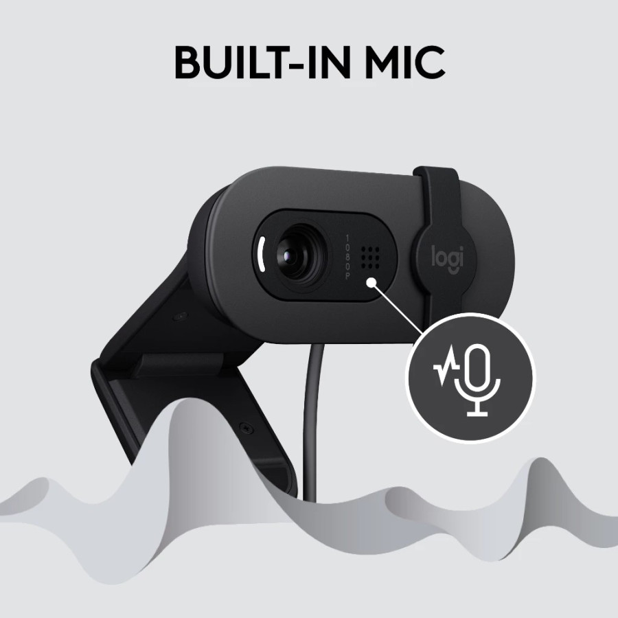 Logitech Brio 100 Webcam Full HD, Built in Mic, Auto-Light Balance, Privacy Shutter - detail