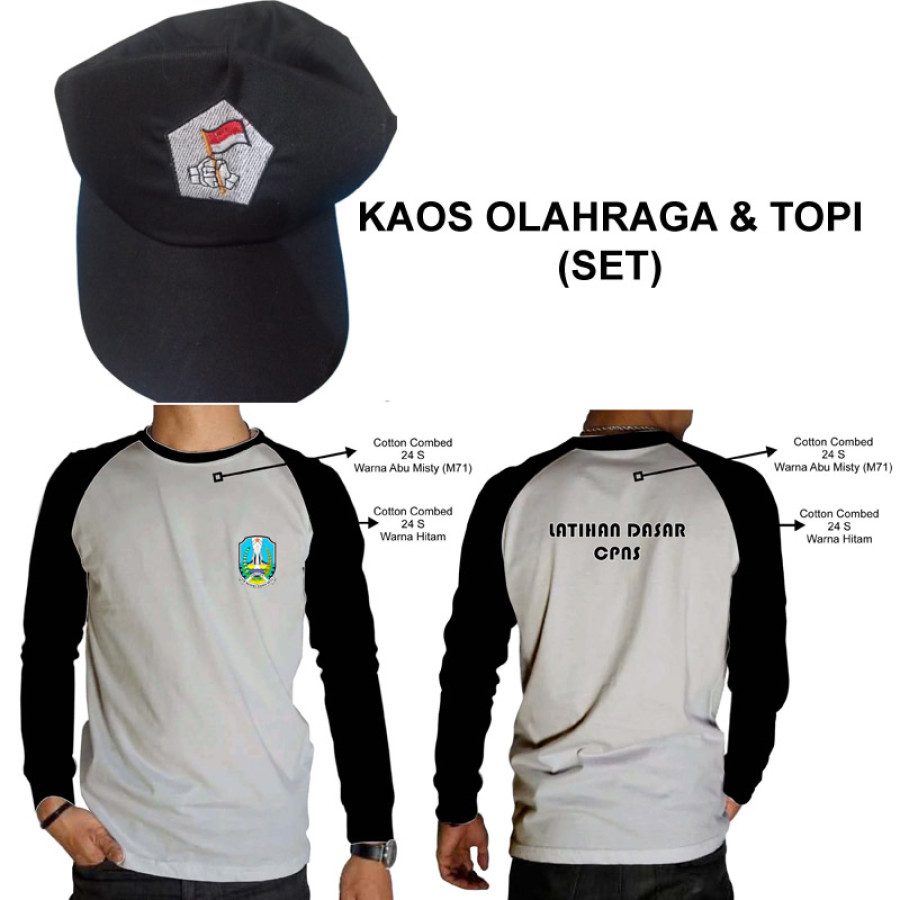 KAOS OLAHRAGA DAN TOPI SET (CUSTOM LOKAL) - depan