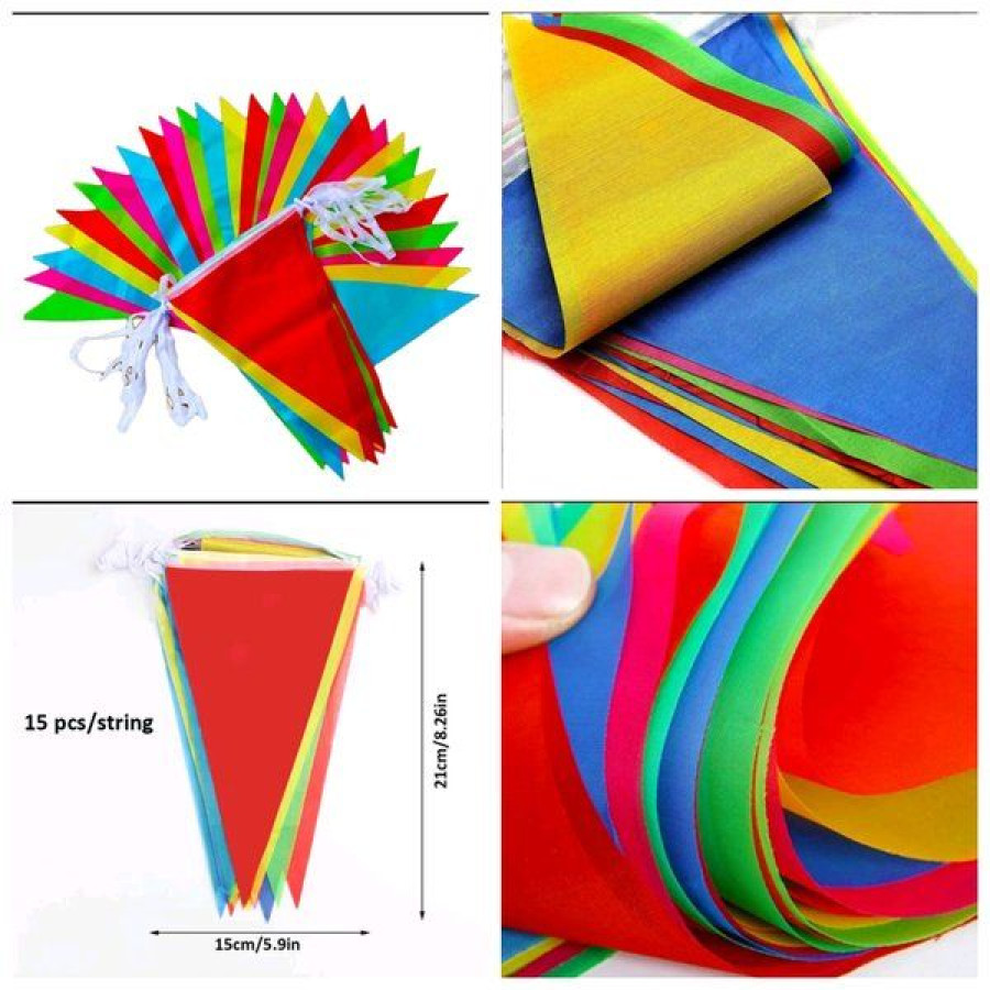 Bendera Segitiga Warna Warni Bahan Kain