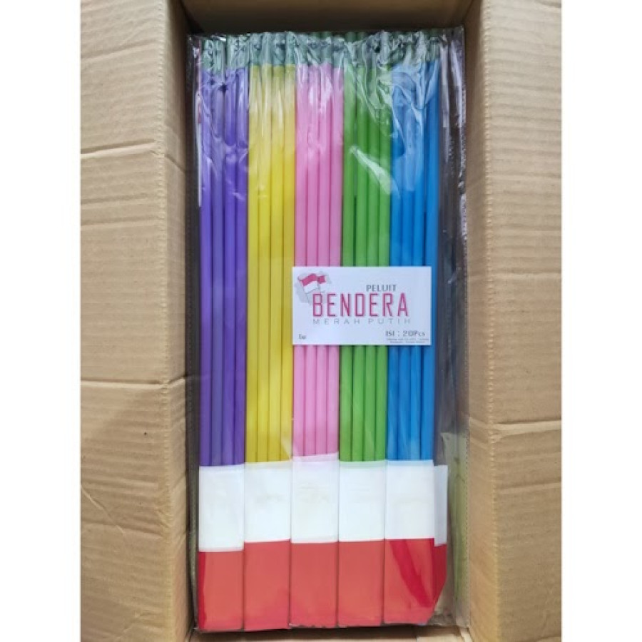 Bendera merah putih Stick Plastik + Pluit - detail
