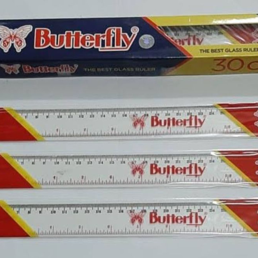 Penggaris Mika 30cm BUTTERFLY - depan
