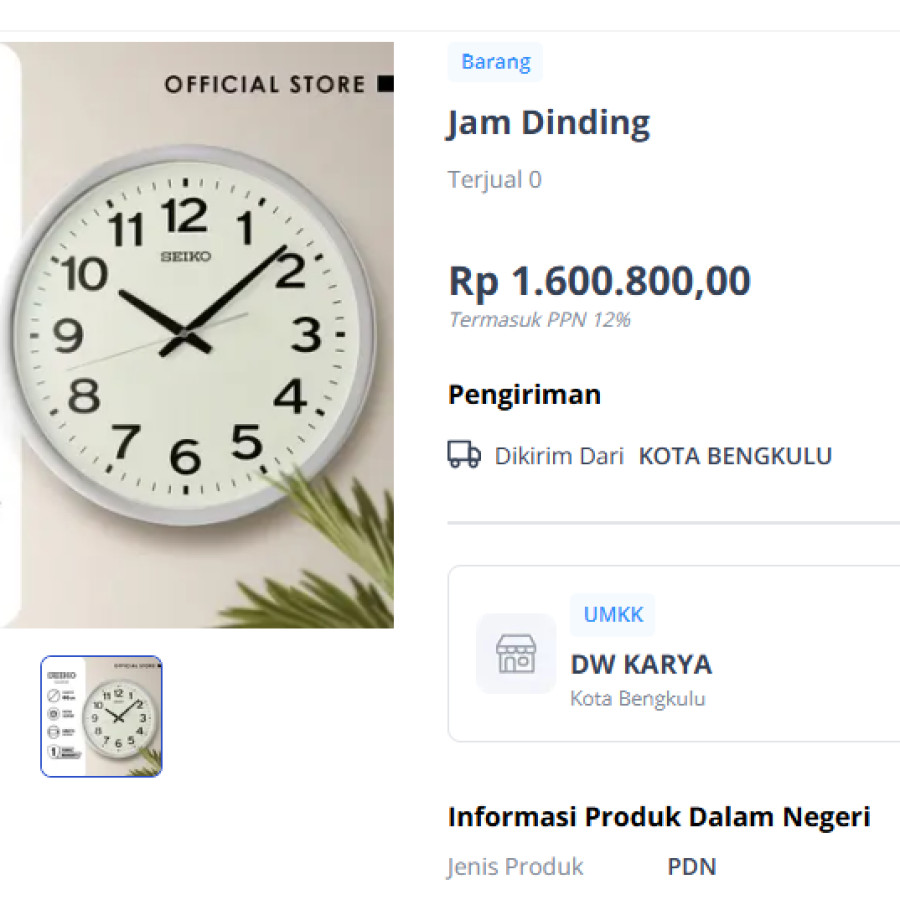 Jam dinding seiko Original