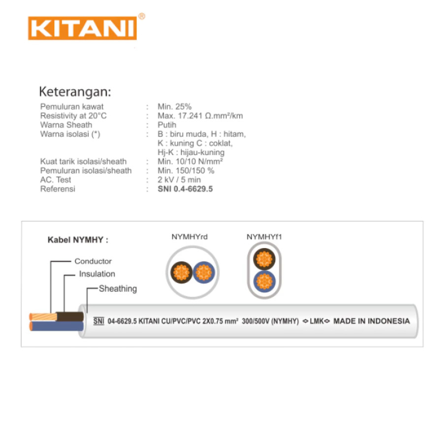 Kabel NYY 3X1,5mm 1 Roll (50 Meter) - depan